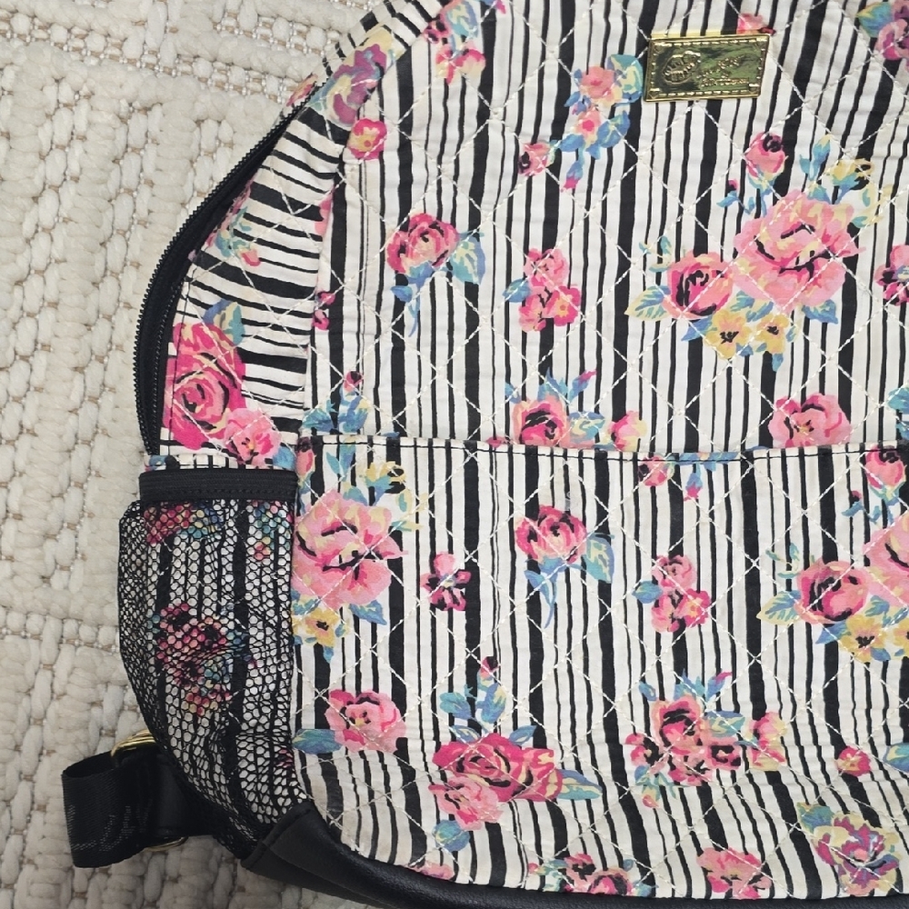 Betsey Johnson Floral Backpack with Black Stripes - Picture 4 of 13